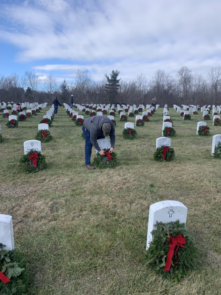 Wide shot of cemetary